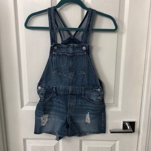 Old Navy Distressed Overall Shorts (size L, 10/12)